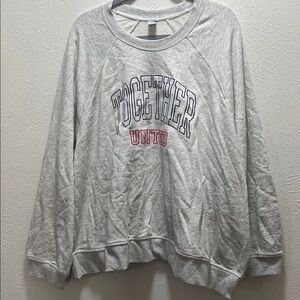 Old Navy Light Gray 'Together United' Crew Neck Sweater